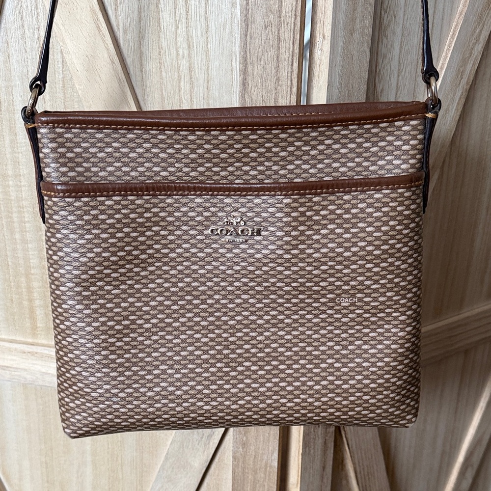 Coach Signature Brown and Tan Shoulder Bag
